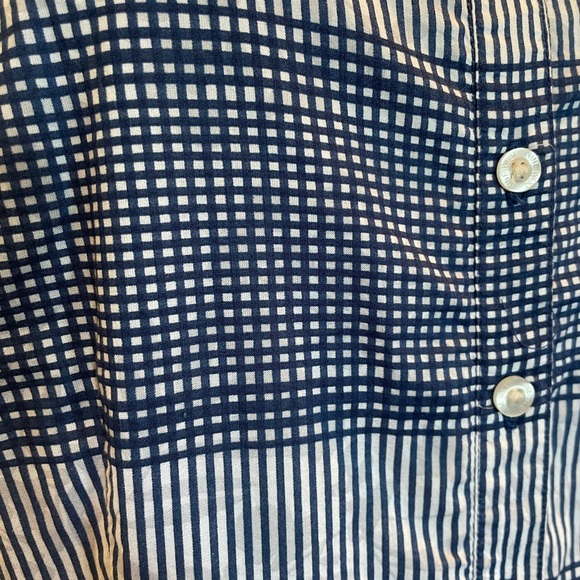 Nine West blue sleeveless check pattern button front pleated cotton dress size14 - Picture 9 of 16